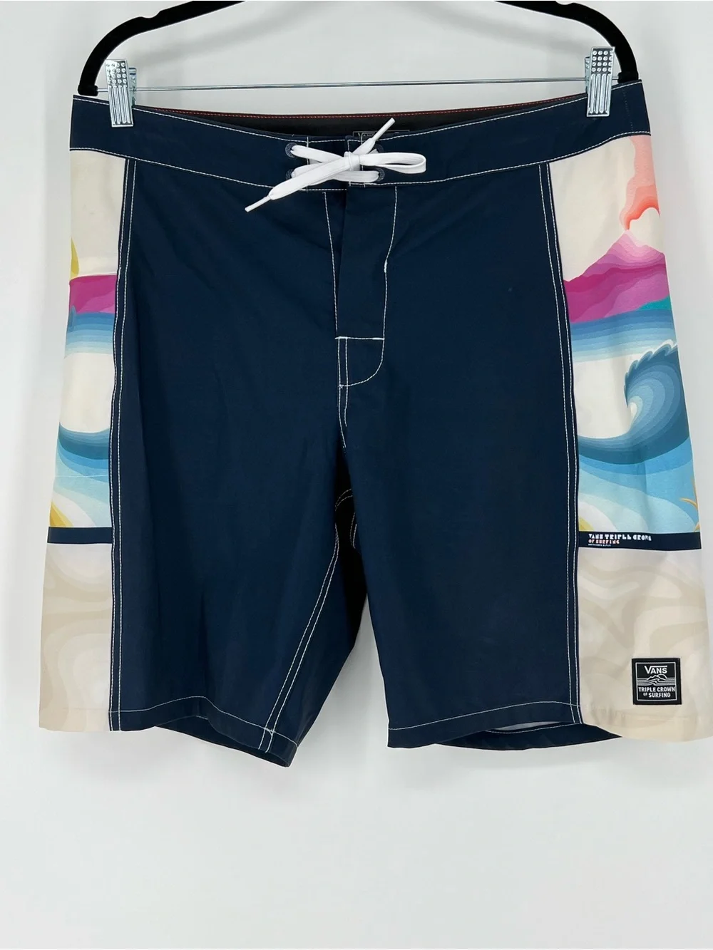 Vans Navy Boardshorts with Multicolor Wave‎ Panels